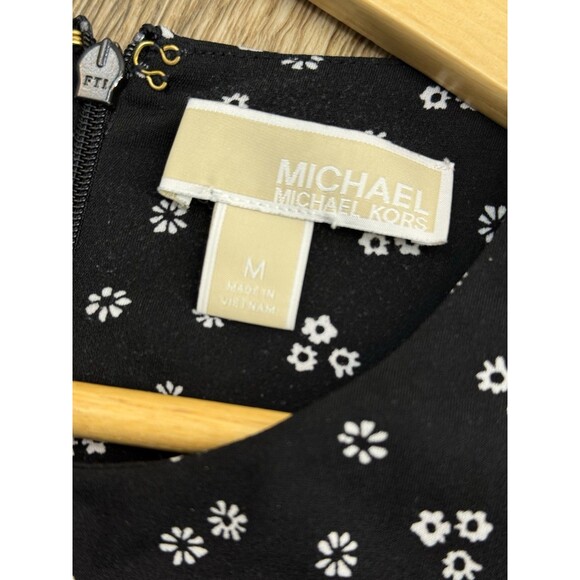 MICHAEL KORS WOMENS WIDE LEG CROPPED JUMPSUIT ROMPER BLACK WHITE FLOWERS Sz M - Picture 4 of 13